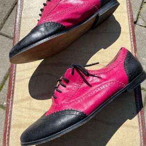 Aldo Fuschia and Black Oxfords